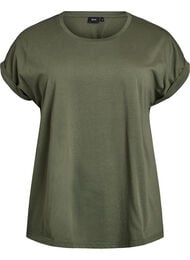 Kort&auml;rmad t-shirt i bomullsblandning, Gr&ouml;n