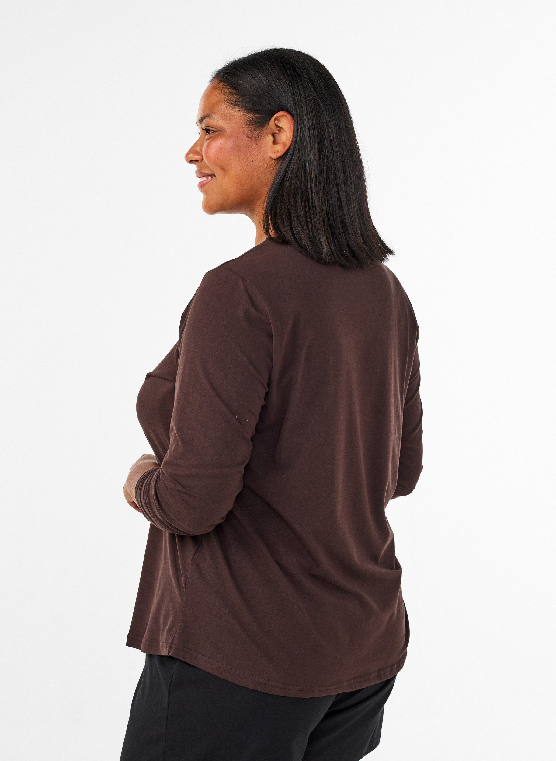 ZizziPyjamastopp i bomull med hj&auml;rtm&ouml;nster, Brun, Model image number 2