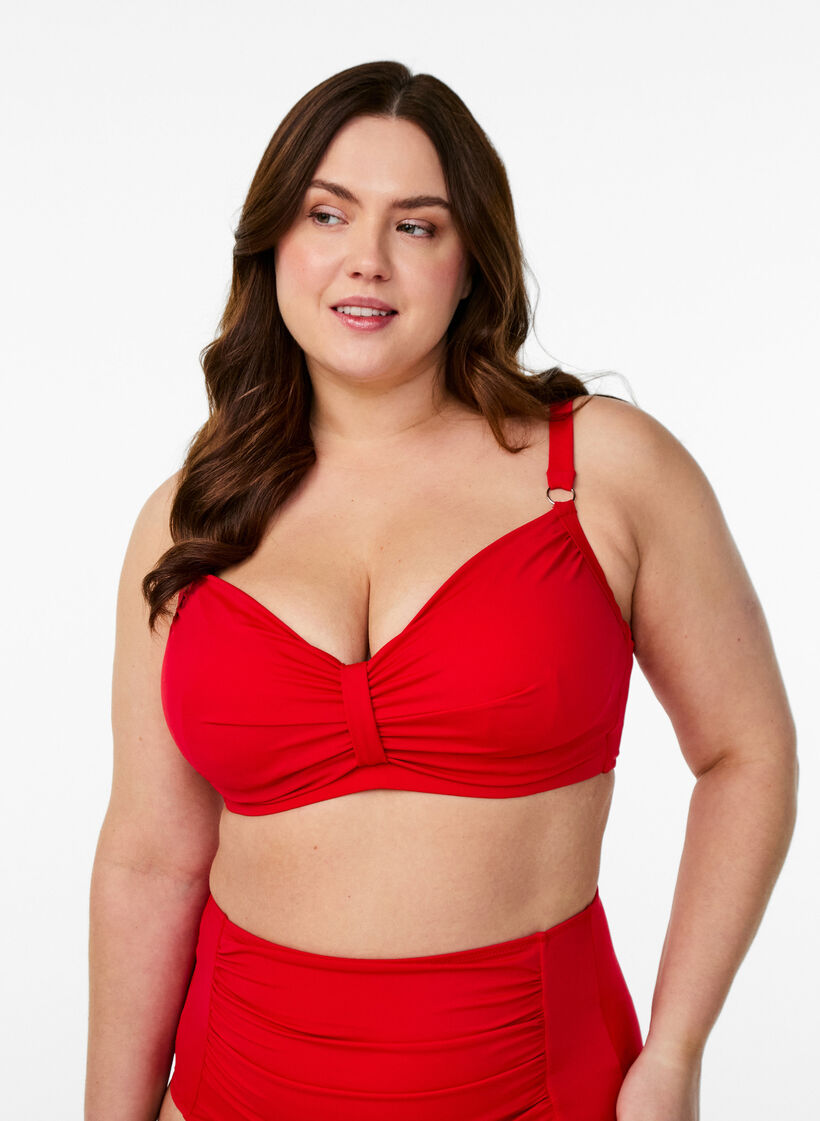Bikini-bh med bygel och drapering, R&ouml;d, Model image number 0