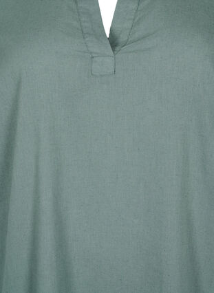 Randig klänning i bomull och linne, Balsam Green, Packshot image number 2