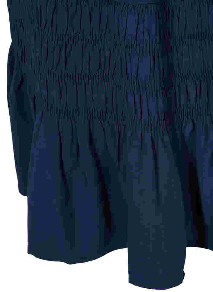 Långärmad viskosklänning med smockdetaljer, Navy Blazer, Packshot image number 3