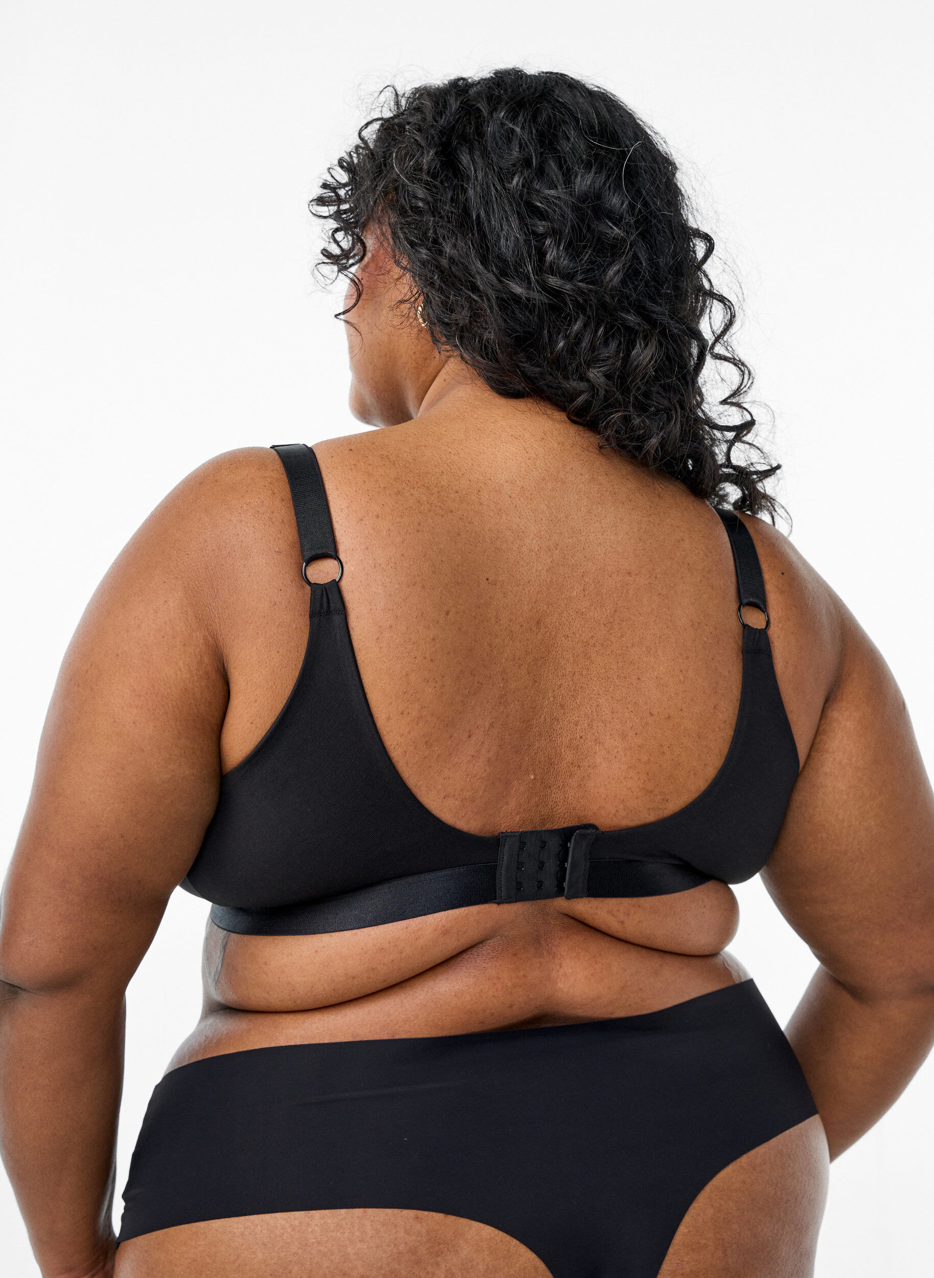 Zizzi Bralette i bomull med spets, Svart, Model image number 2