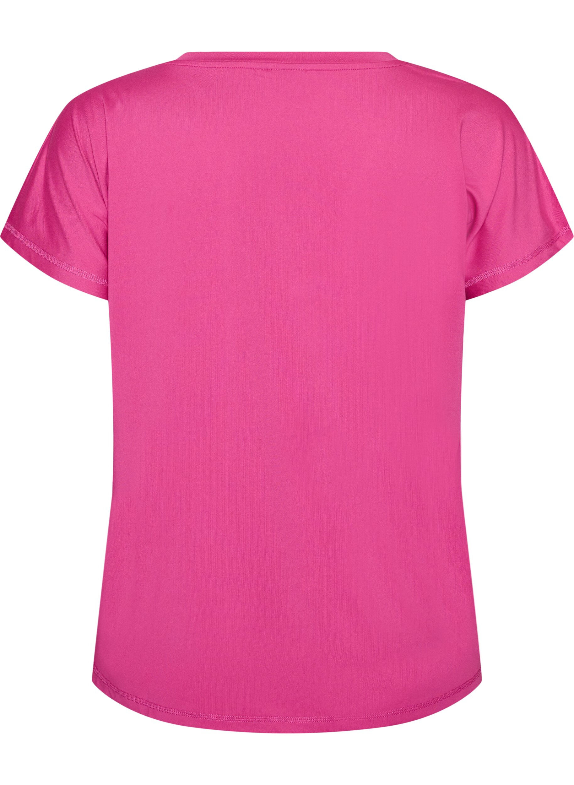 ZizziTr&auml;nings t-shirt med v-ringning och l&ouml;s passform, Rosa, Packshot image number 1