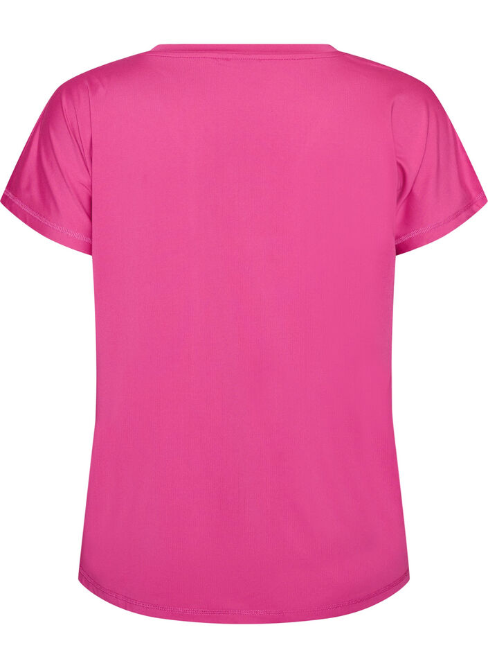 Tr&auml;nings t-shirt med v-ringning och l&ouml;s passform, Rosa, Packshot image number 1