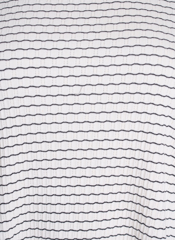 Randig blus i jersey med vågiga kanter, Vit, Packshot image number 2