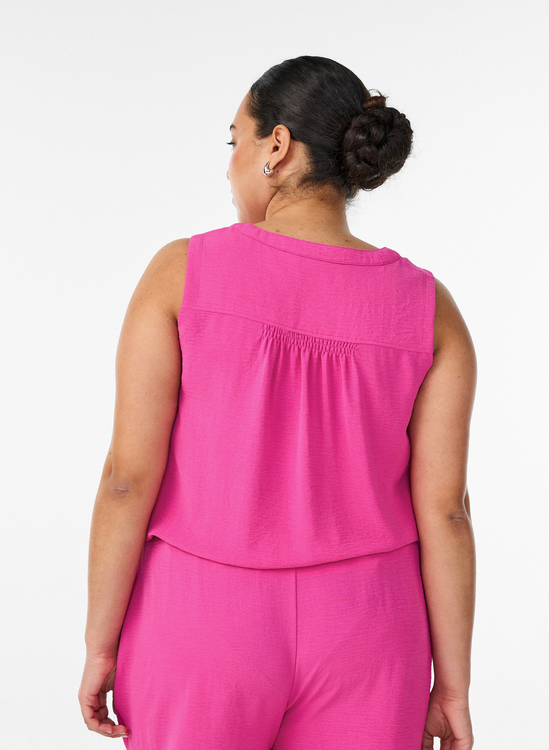 Zizzi&Auml;rml&ouml;s topp med rynkdetaljer, Rosa, Model image number 2
