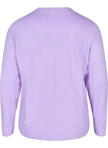 Kort stickad kofta med kontrastfärgade knappar, Purple Rose Mel., Packshot image number 1
