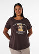 T-shirt i bomull med tryck framtill, Brun, Model image number 0