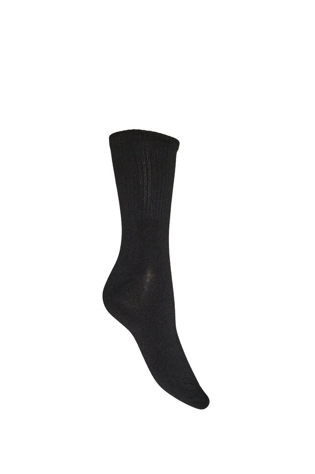 Ribbad strumpa i bomull, Svart, Packshot image number 1