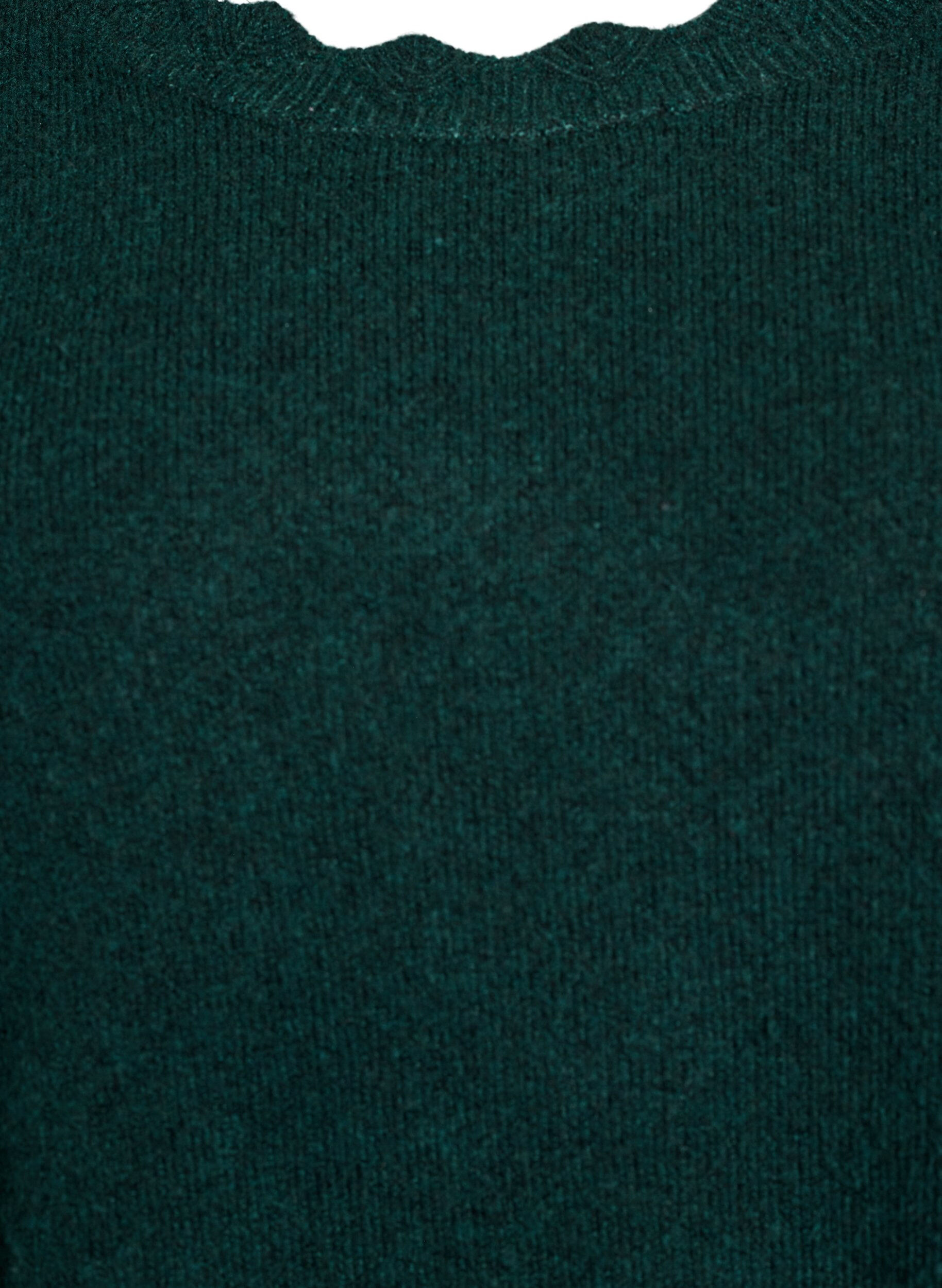 ZizziStickad blus med v&aring;giga kanter, Gr&ouml;n, Packshot image number 2