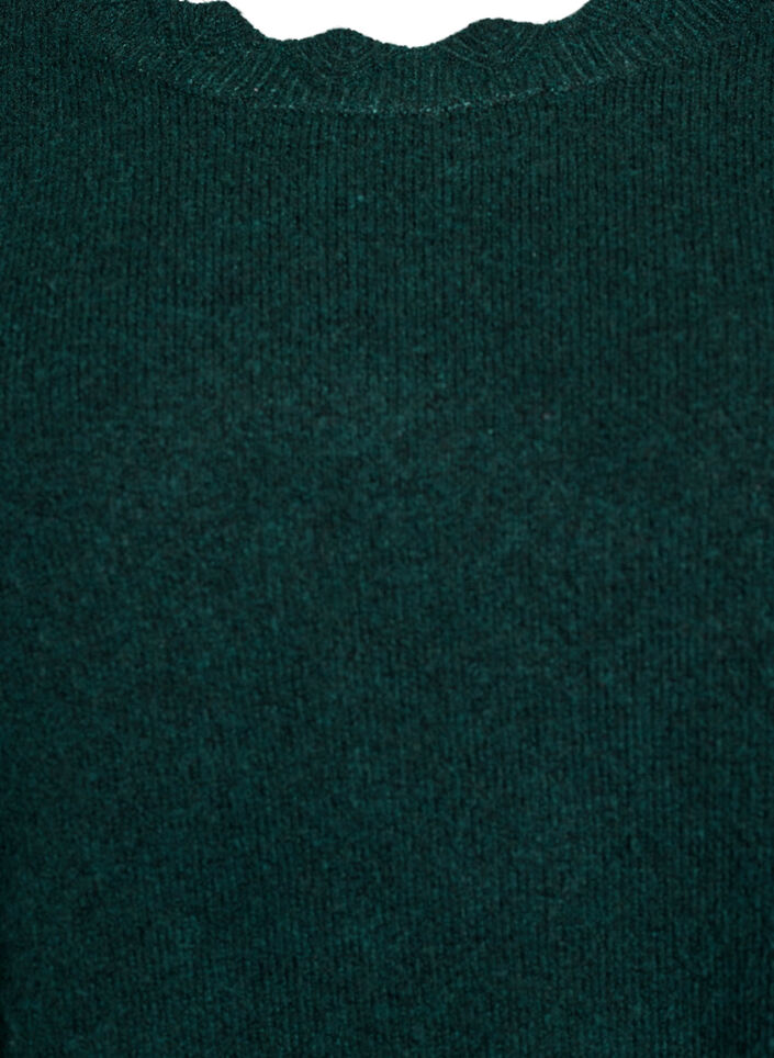 Stickad blus med v&aring;giga kanter, Gr&ouml;n, Packshot image number 2