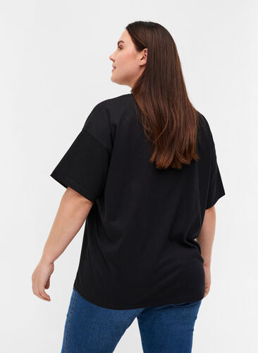 Kortärmad t-shirt i bomull, Black, Model image number 1