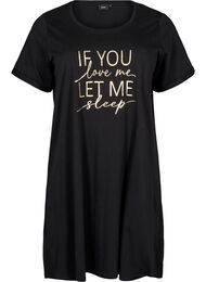 Kortärmat nattlinne i ekologisk bomull, Svart