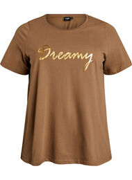 T-shirt med tryck, Brun