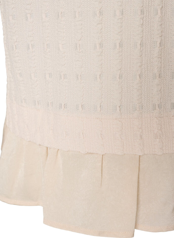 Strukturerad blus med volangkant, Vanilla, Packshot image number 3