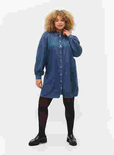 Denim skjortklänning i bomull, Dark blue denim, Model image number 2