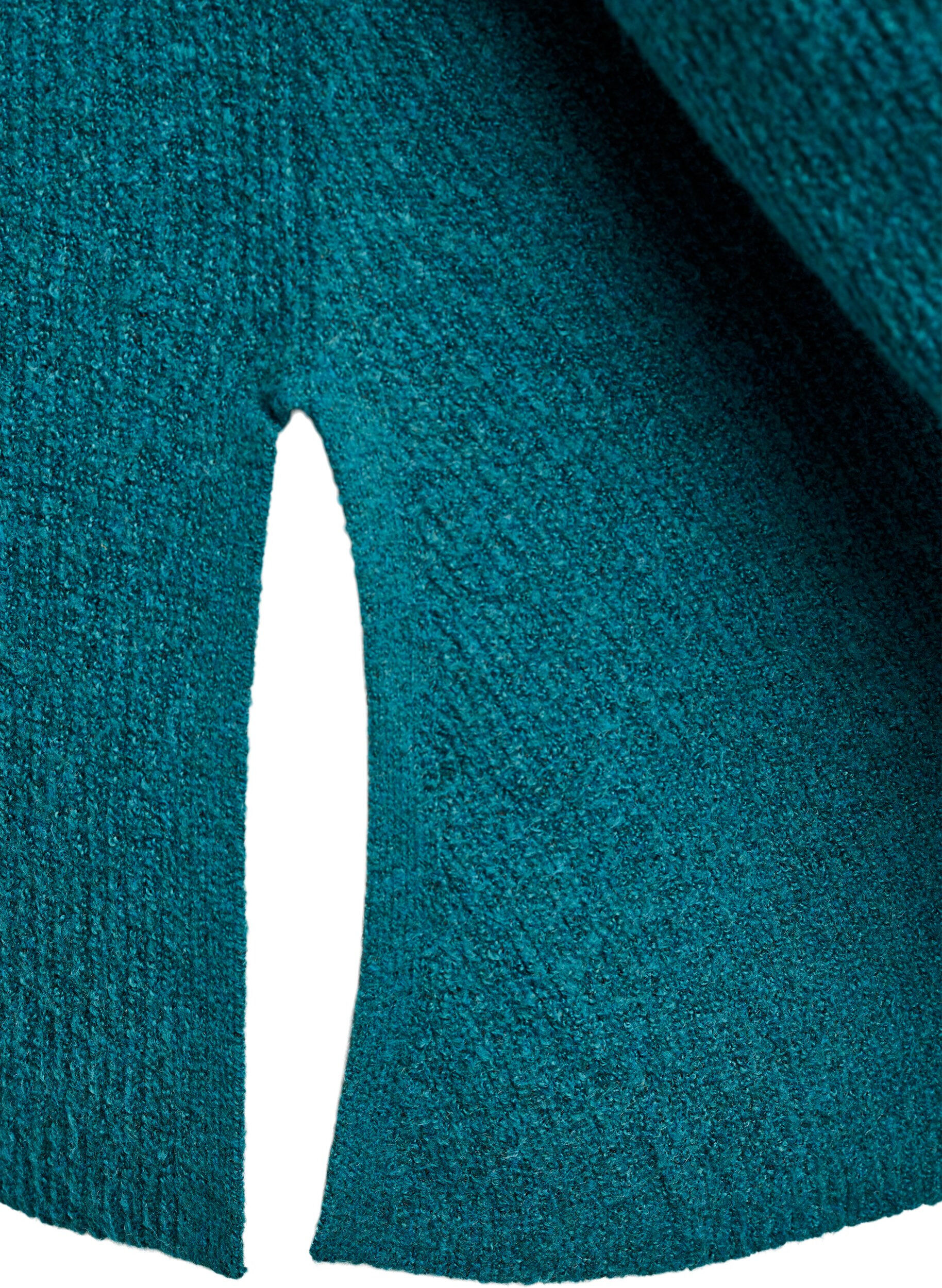 Zizzi Stickad tr&ouml;ja med diagonalt m&ouml;nster och raglan&auml;rm, Gr&ouml;n, Packshot image number 3