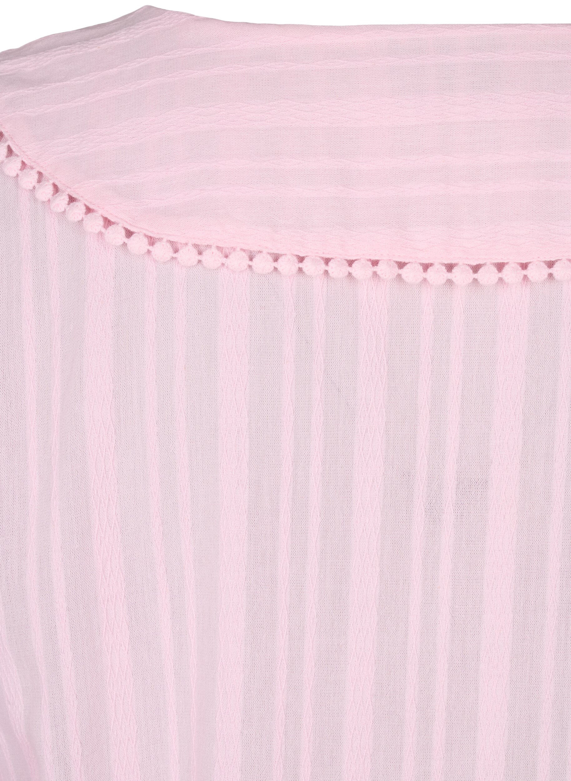 Zizzi Kl&auml;nning i bomulls- och viskosblandning med 3/4 &auml;rmar, Almond Blossom, Packshot image number 4