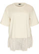 L&ouml;s T-shirt med bred spetskant, Vanilla, Packshot image number 0
