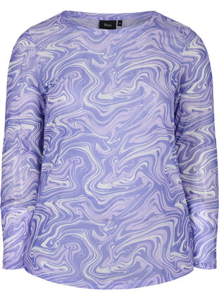 Mesh-tröja med tryck, Lilac, Packshot image number 0