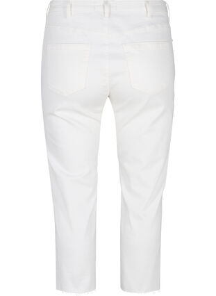 Croppade jeans med råa kanter och hög midja, White, Packshot image number 1