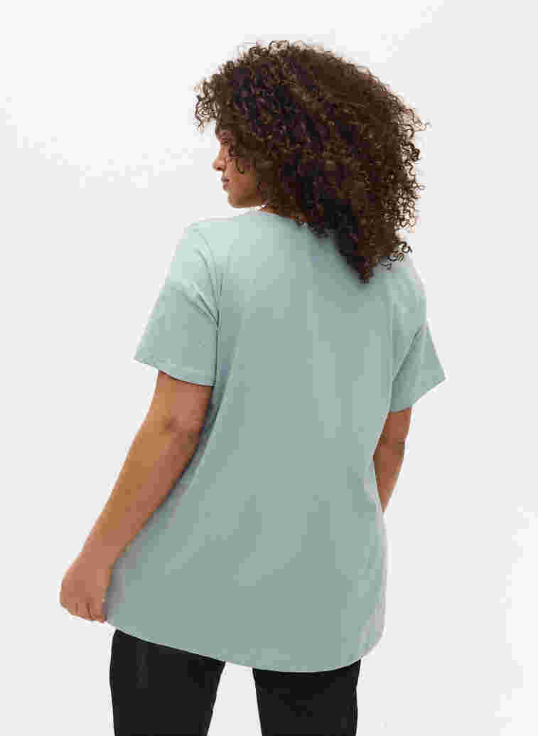 Kortärmad t-shirt med spetsdetaljer, Silver Blue, Model image number 1
