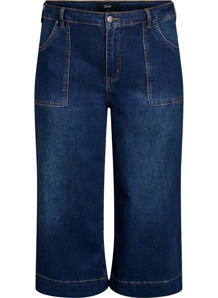 Denimknickers med vida ben, Bl&aring;, Packshot image number 0