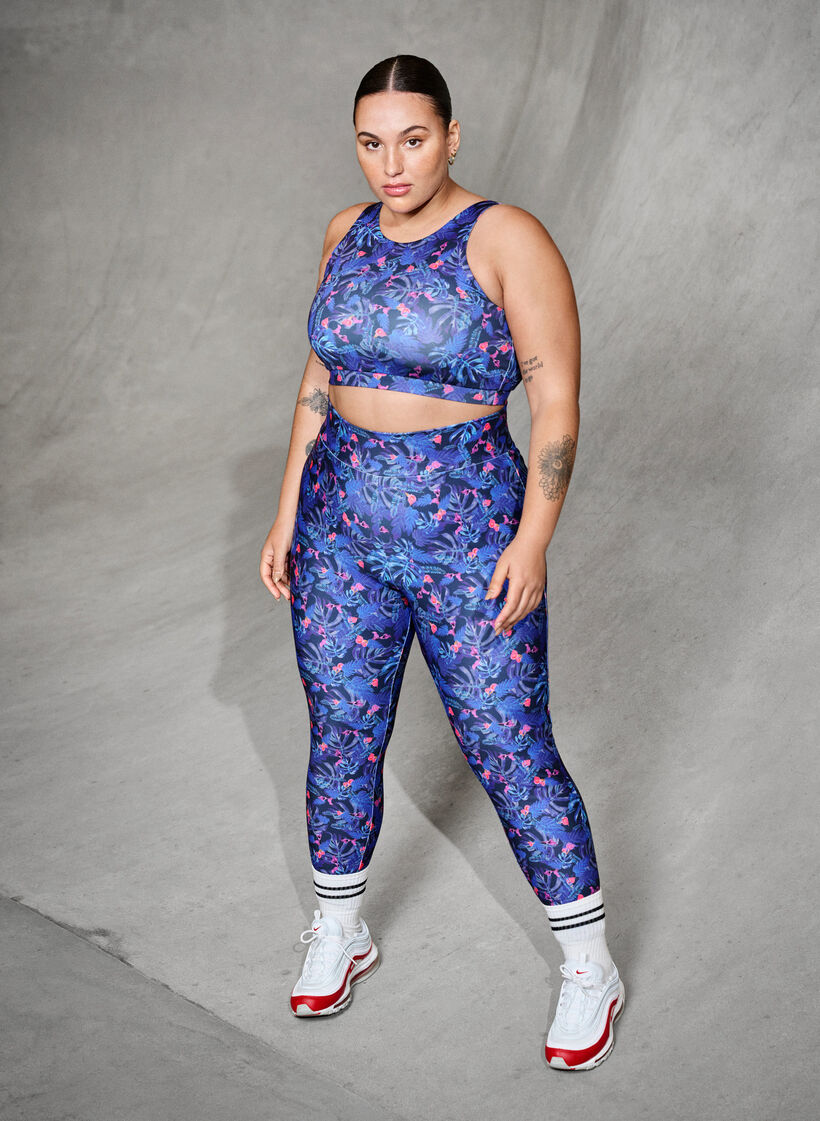 Mönstrad sport-bh, Blue Leaf AOP, Image image number 0