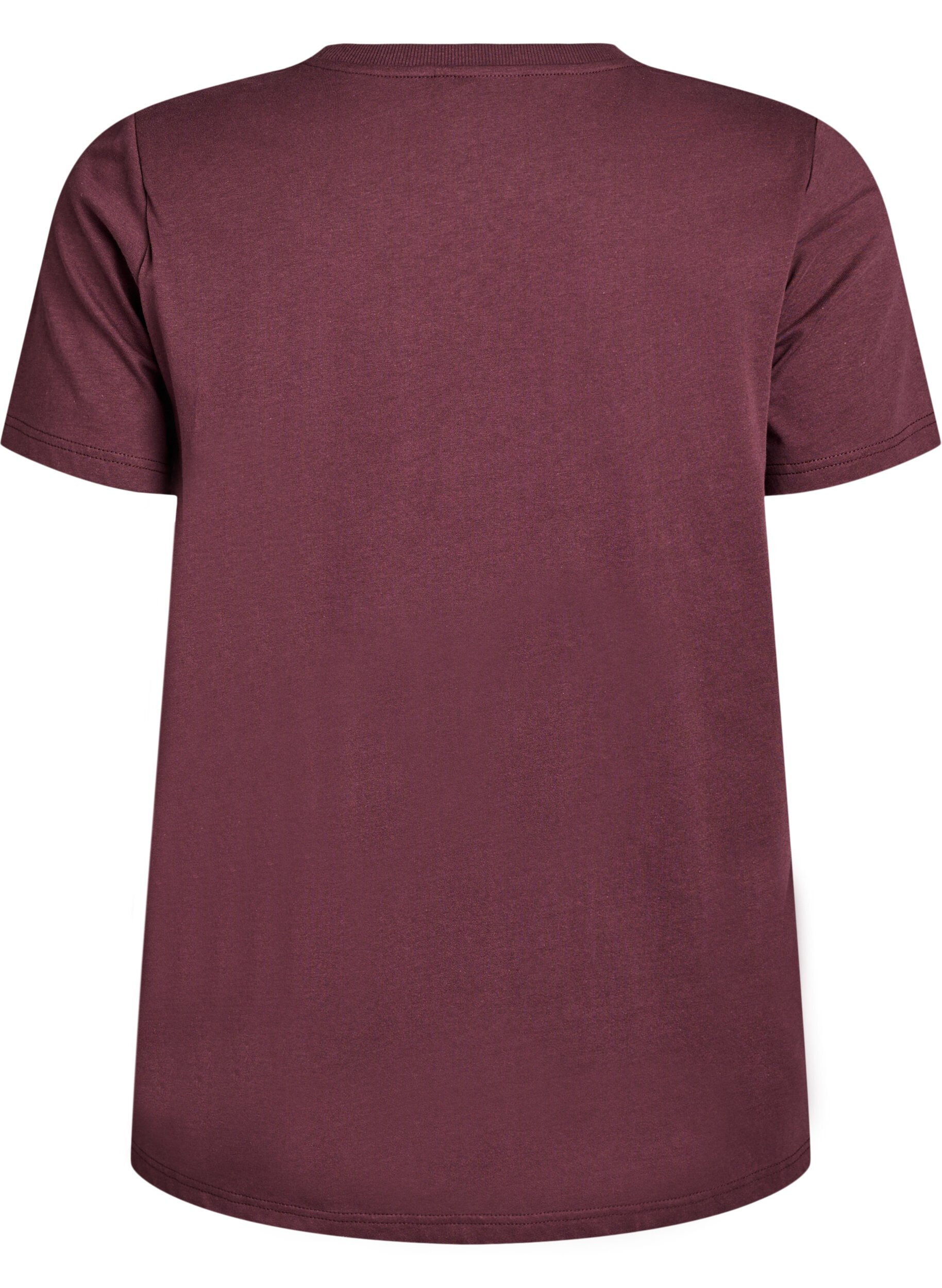 Zizzi Bas-t-shirt i bomull med axelvaddar, M&ouml;rk Bordeaux, Packshot image number 1