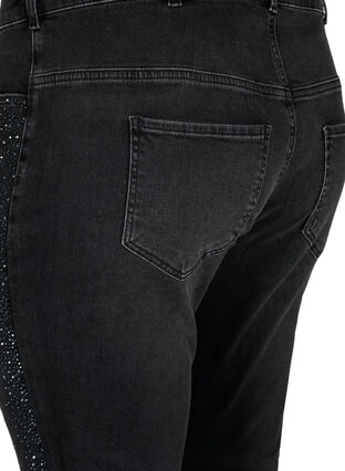 Amy-jeans med hög midja och strass, Grey Denim, Packshot image number 3