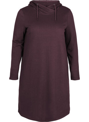 Enfärgad sweatklänning med luva, Fudge Mel., Packshot image number 0
