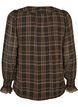 Blus med rutor och volangdetaljer, Gr&ouml;n, Packshot image number 1