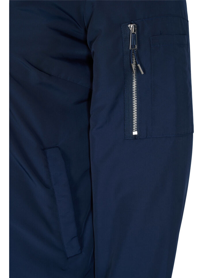Lång bomberjacka med fickor, Navy Blazer, Packshot image number 3