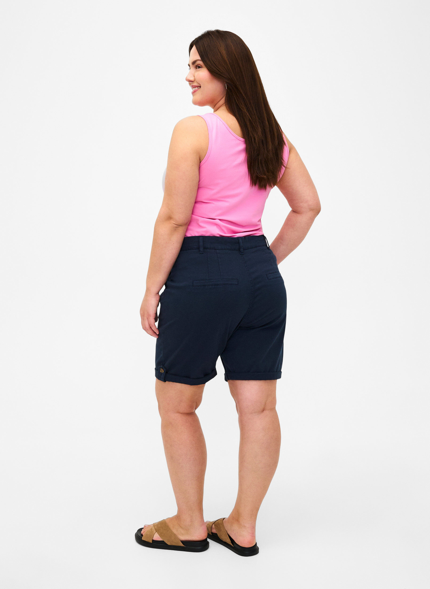 Zizzi Chinoshorts med fickor, Navy Blazer, Model image number 1