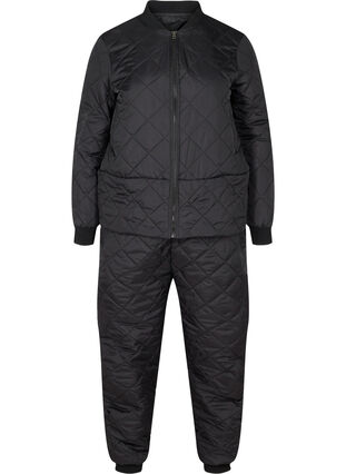 Quiltad 2-i-1 jumpsuit med fickor, Black, Packshot image number 0