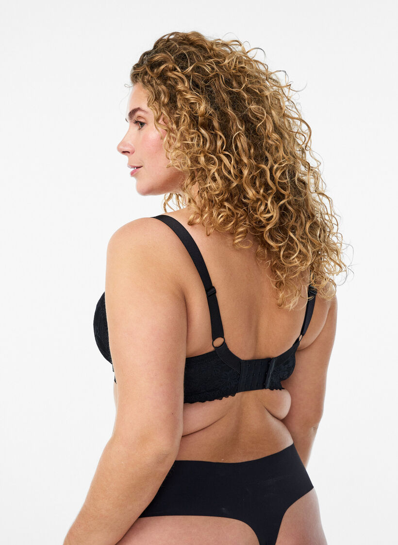 Vadderad BH med spets, Svart, Model image number 2
