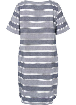 Randig klänning med korta ärmar, Blue Stripe, Packshot image number 1