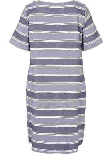 Randig klänning med korta ärmar, Blue Stripe, Packshot image number 1