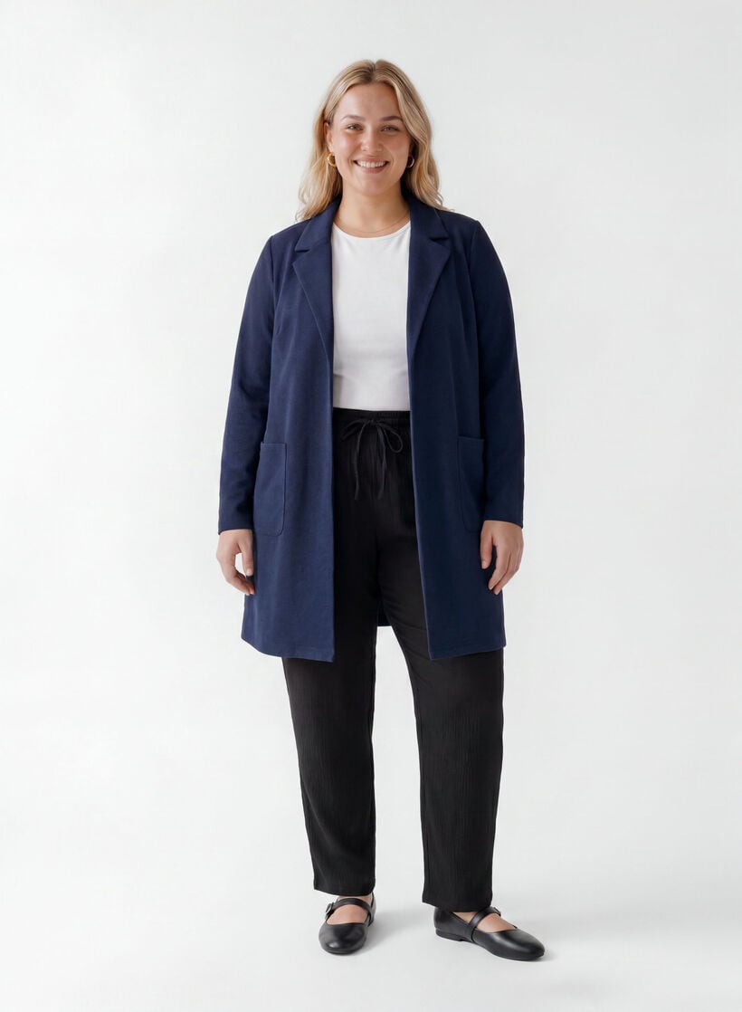 L&aring;ng kavaj med fickor, Bl&aring;, Model image number 1