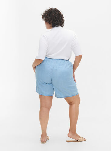 Shorts med lös passform och fickor, Light blue denim, Model image number 0