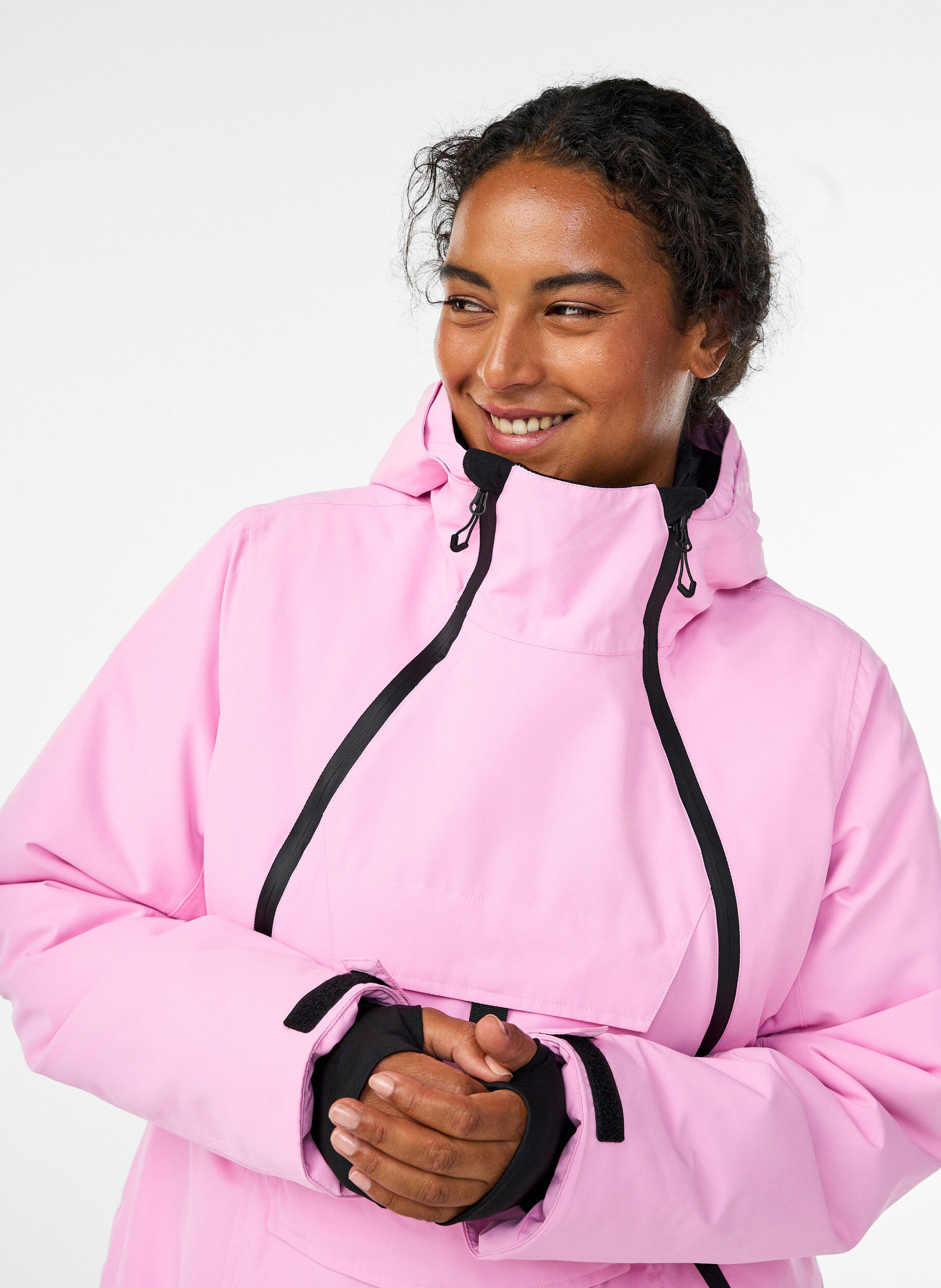 ZizziFunktionell skidjacka med huva, Rosa, Model image number 3