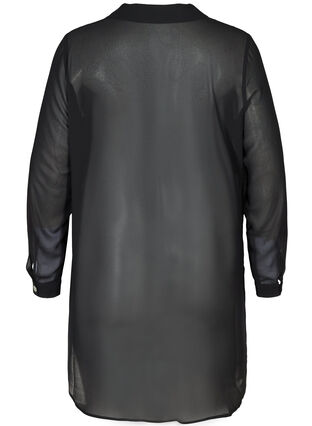 Långärmad tunika med knappar, Black, Packshot image number 1
