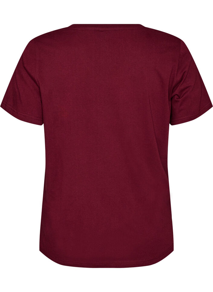T-shirt i ekologisk bomull med ett sportigt texttryck, R&ouml;d, Packshot image number 1