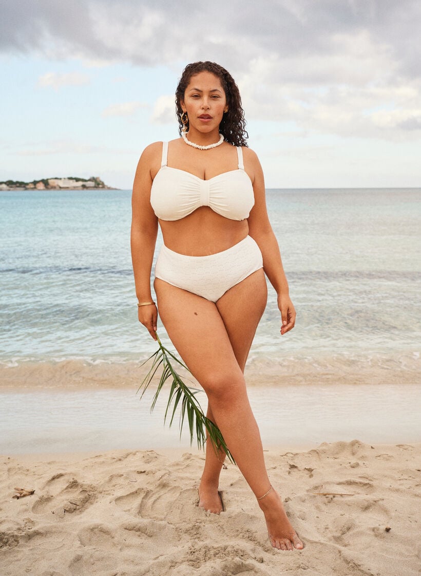 Bikinitrosa med strukturm&ouml;nster och normal midja, Vit, Image image number 0