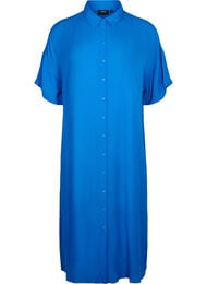 Skjortklänning i viskos med korta ärmar, Victoria blue