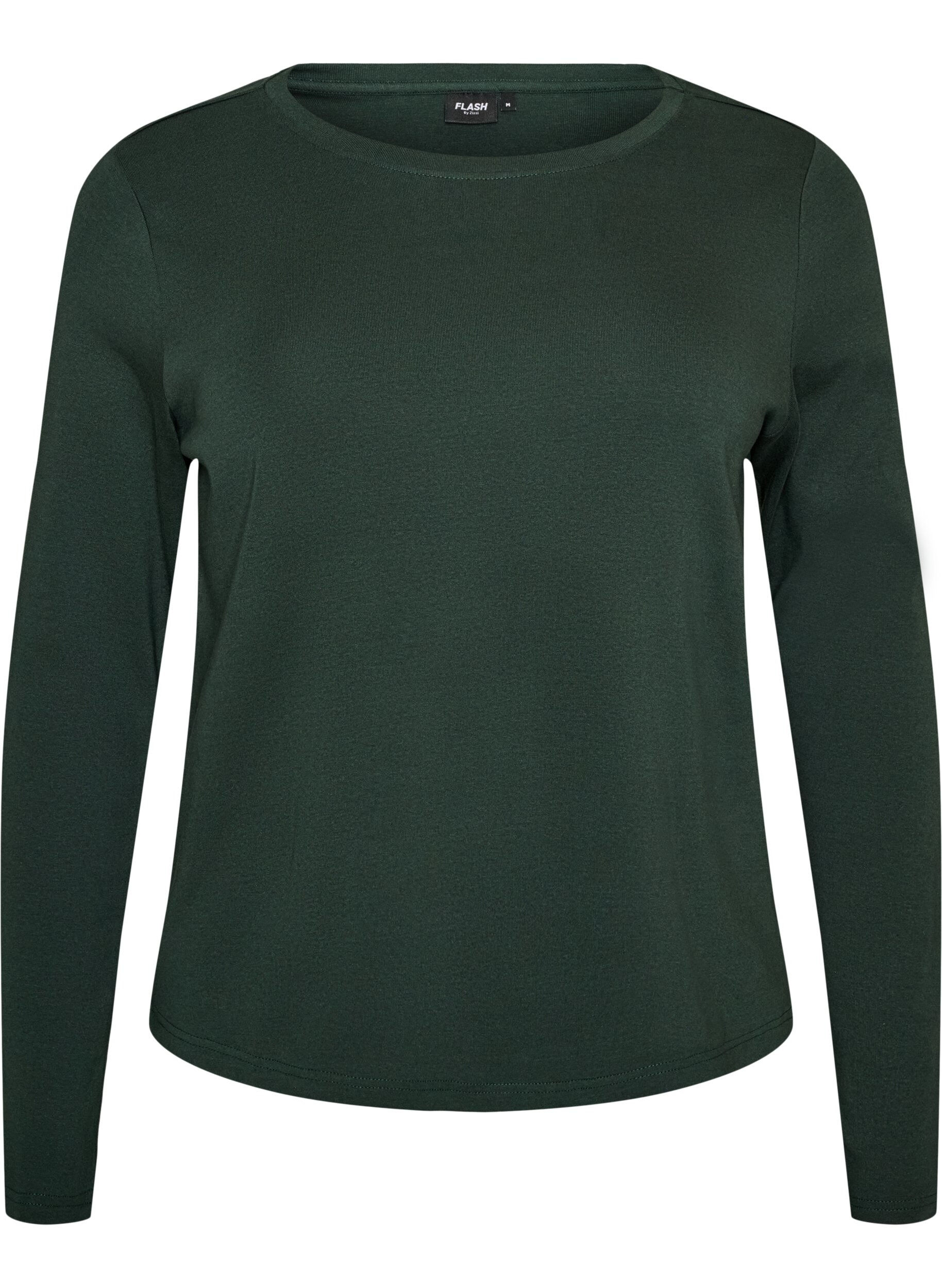 ZizziL&aring;ng&auml;rmad bas-T-shirt med rund hals, Gr&ouml;n, Packshot image number 0