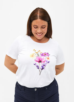 T-shirtar med blomstermotiv, Bright W. w. Flower, Model image number 0