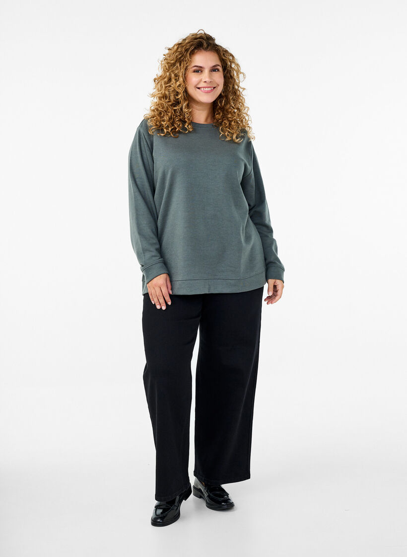 FLASH - Sweatshirt med rund halsringning, Grön, Model image number 1