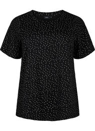 T-shirt i ekologisk bomull med prickar	, Black w. White Dot