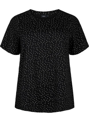 T-shirt i ekologisk bomull med prickar	, Black w. White Dot, Packshot image number 0